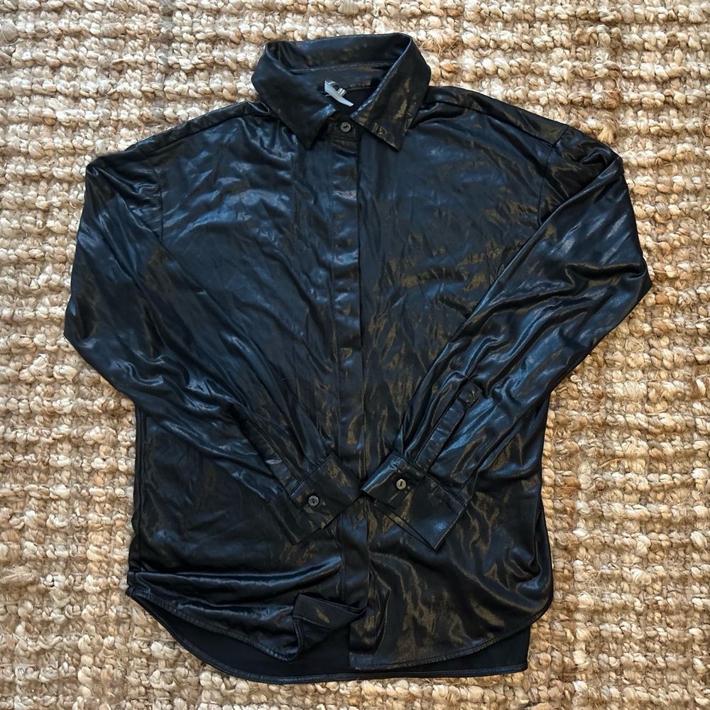 Anthropologie Black Shimmer Blouse-women’s size S-EUC